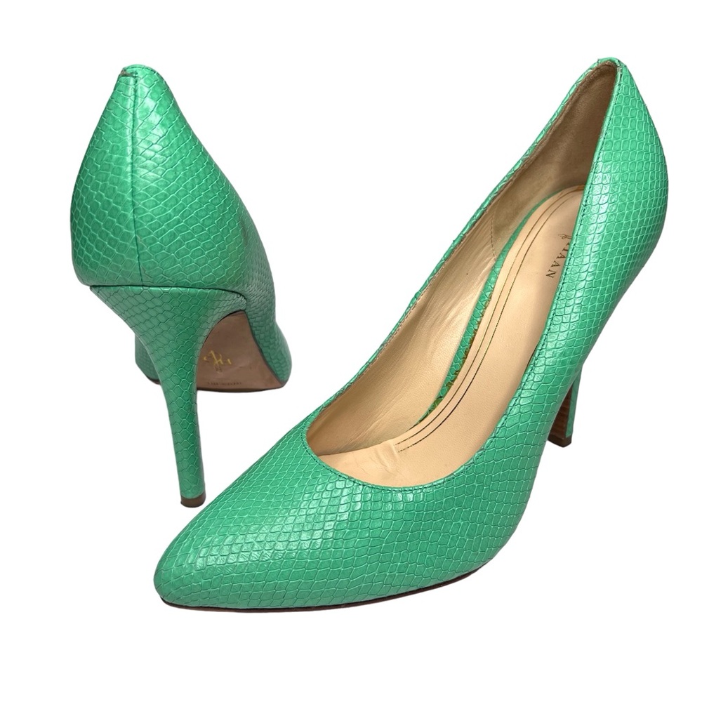Cole Haan Nike Air Mint Green Snakeskin Embossed Stiletto Pumps 5โ Heels 11B